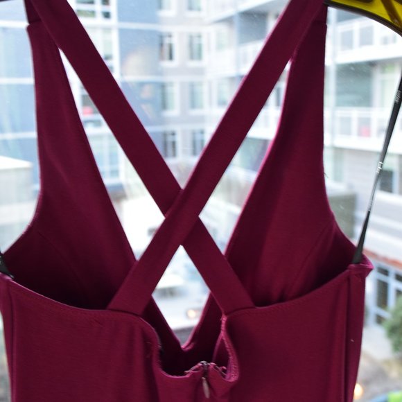 Lulu's Cocktail Dress, Burgundy, LIKE NEW! - Picture 4 of 8
